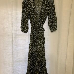 Floral Green Wrap Dress